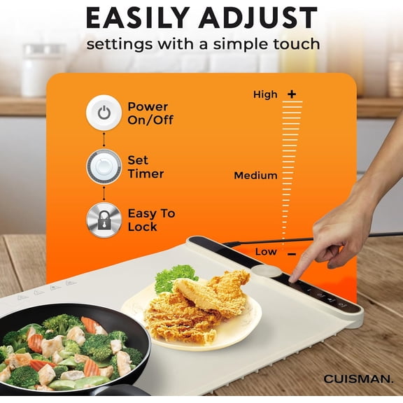 Electric Warming Tray with Multi Temperature Levels, Portable Food Heating Mat for Parties, Buffets, Travel