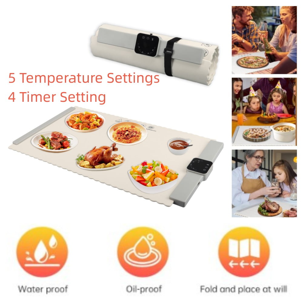 Electric Food Warming Mat – Foldable Buffet Heater Tray With 5 Temp Settings & Timer, Versatile For Home & Parties