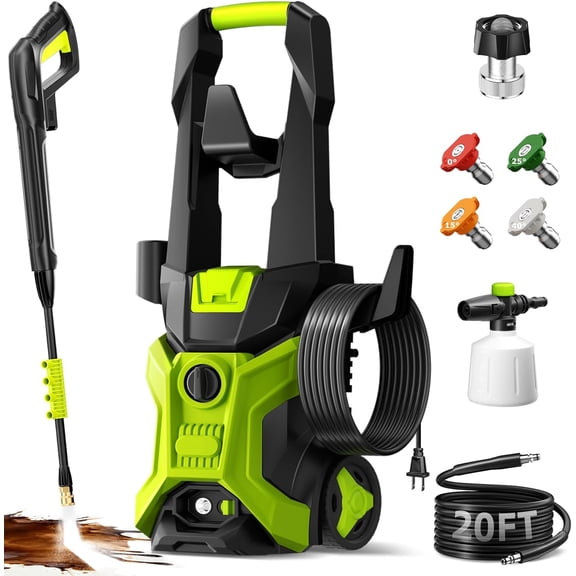 Electric Washer - 2.5 GPM Portable Lightweight Power Washer, 4 Quick-Connect Nozzles & Adjustable Soap Tank Washers for , Driveways, Patios, Fences, Decks, Facade, Cleaning