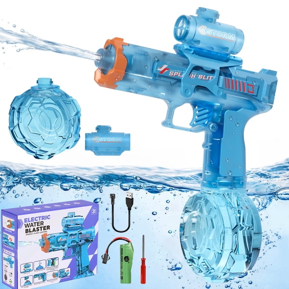 Electric Water Blaster for Kids, Transparent Automatic Water Squirter, High Powered Water Squirter, Long-Range Shooting Water Blaster Toys for Summer Pool Beach Yard Party Play