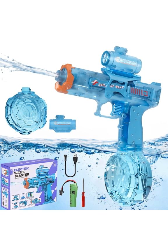 Electric Water Blaster for Kids, Transparent Automatic Water Squirter, High Powered Water Squirter, Long-Range Shooting Water Blaster Toys for Summer Pool Beach Yard Party Play