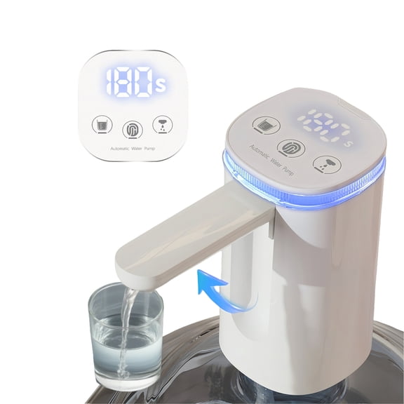 KYFIU Electric Water Bottle Pump, Portable Electric Water Dispenser, Automatic Foldable Water Jug Pump, Drinking Water Dispenser with Silicone Hose for Camping/Home/Office, AP127 White