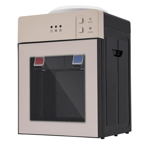 Electric Water Cooler Dispenser, 5 Gal Top Loading Countertop Hot and Cold Water Dispenser, Compact Mini Electric Desktop Drinking Machine for Home Office, Black