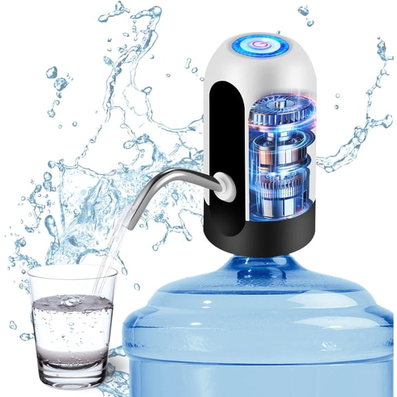 Electric Water Dispenser - 5 Gallon Usb Charging Pump with Led Display, Automatic Drinking Bottle Switch (white)