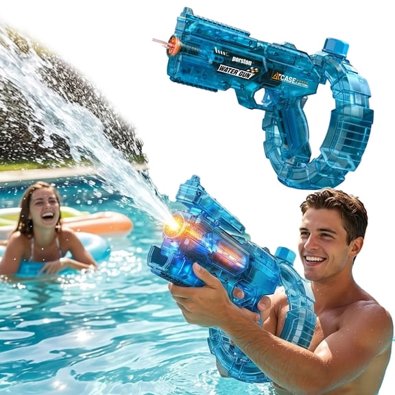 Electric Water Gun, Automatic Rechargeable LED Water Blaster, High-Pressure Squirt Gun with Light-Up Design for Pool & Beach