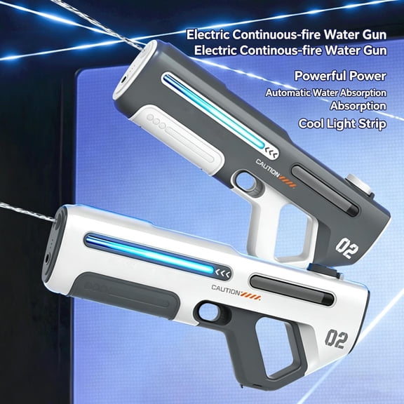 Electric Water Gun for Children Adults – Automatic Water Spray Gun with LED Light, Water Absorption Continuous Fire 8M Range, Summer Pool Toy for Beach Outdoor Play