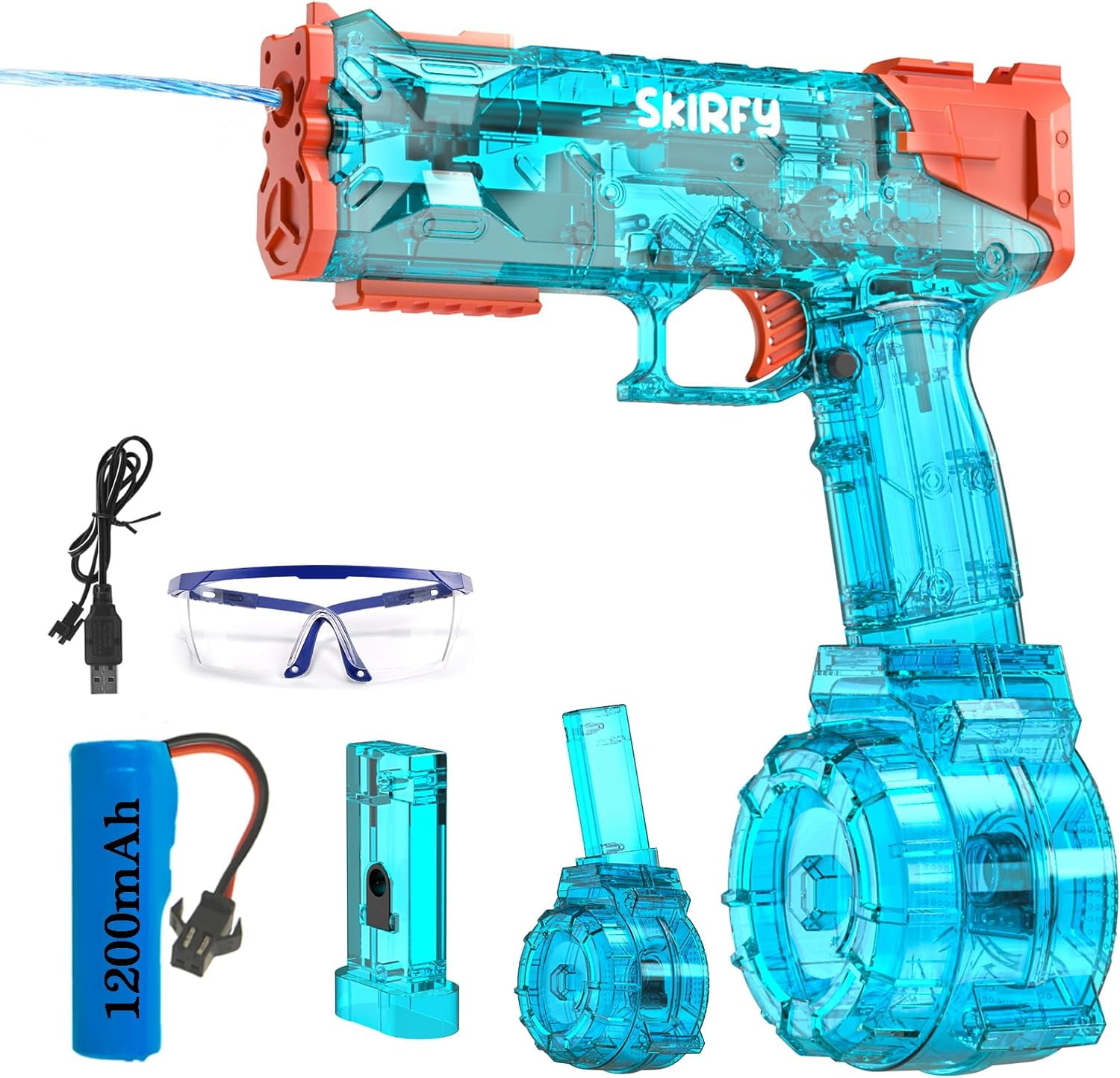 JoyStone Electric Water Blaster for Kid/Adult, Transparent Automatic Squirt Blasters High Powered IP67 Waterproof, Long-Range Shooting Water Squirters Toys for Pool/Beach/Yard/Party Play
