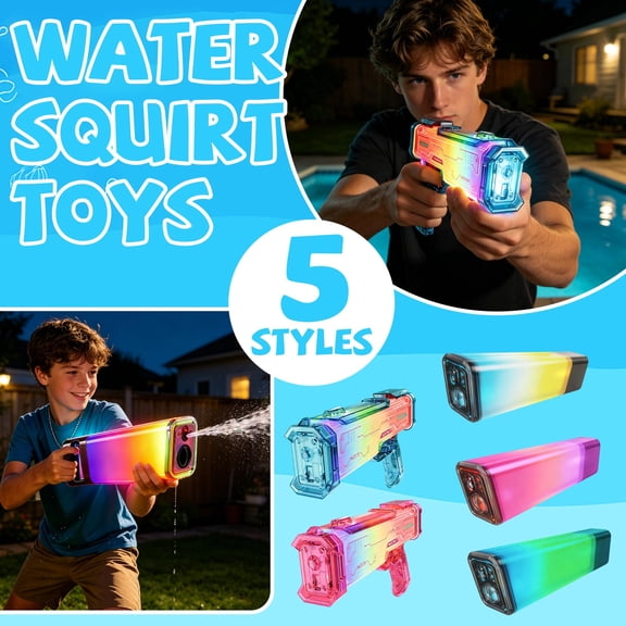 Electric Water Gun, Portable Speaker, Rechargeable Speaker, Usb C Charging Cable Included, Translucent Colorful Gradient Body for Outdoor Summer Pool Party Water Play and Casual
