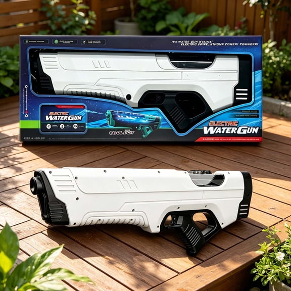 Electric Water Gun with Synchronized LED Flashing Lights, Automatic Squirt Gun Toy for Kids, High-Pressure Blaster for Summer Pool, Beach & Backyard Fun