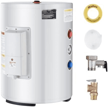 Electric Water Heater, 10 Gallon Tank Instant Hot Water Heater, 1.6Kw Tankless Water Heater /LED Display,Knob Control, IPX4 Waterproof Side Connection On Demand Heaters for Shower, Bath