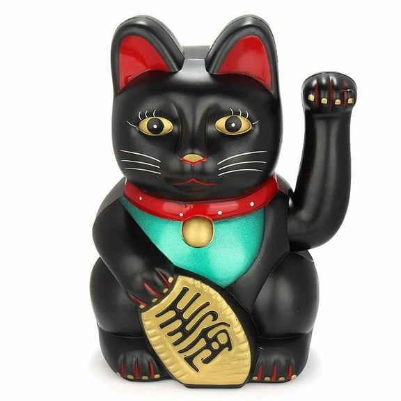 Electric Waving Lucky Cat 5Inch For Store Opening Desk With Swinging Arm And Gold Nugget Battery Operated Ornament