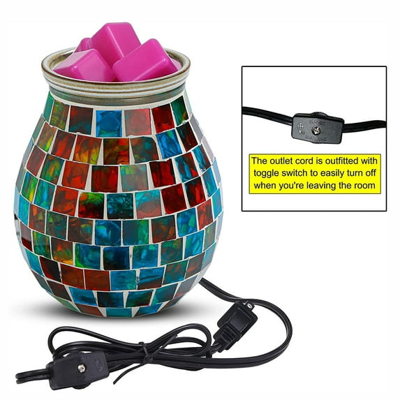 Electric Wax Warmer Scented Wax Melting Lamp LED Night Lamp Burner Candle Warmer Best Gift for Home Décor, Colorful Mosaic(without wax)