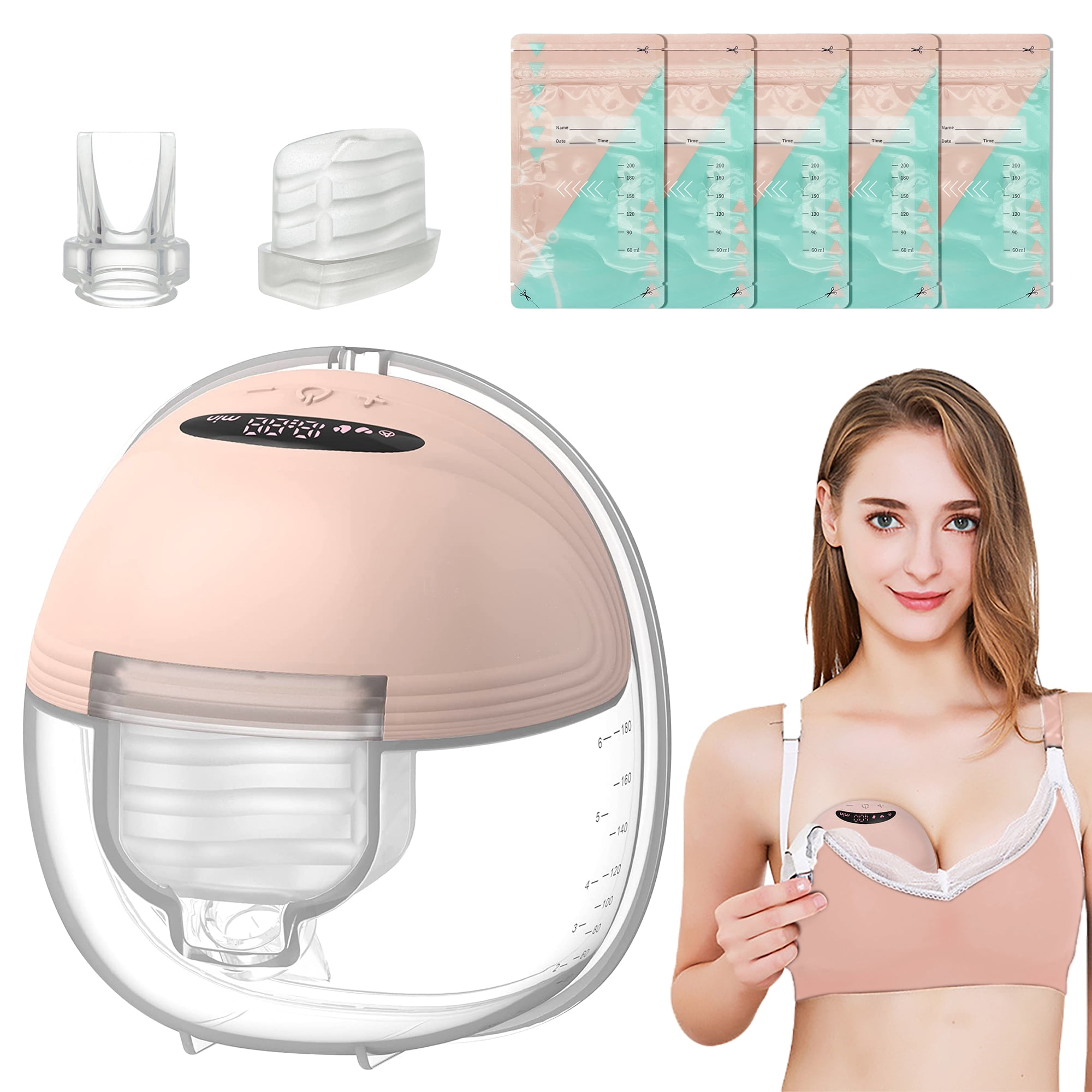Electric Wearable Breast Pump S21,LED Display 3 Modes 12 Levels Hands Free  Low Noise Painless Leakproof All-in-One Portable 1Pc 