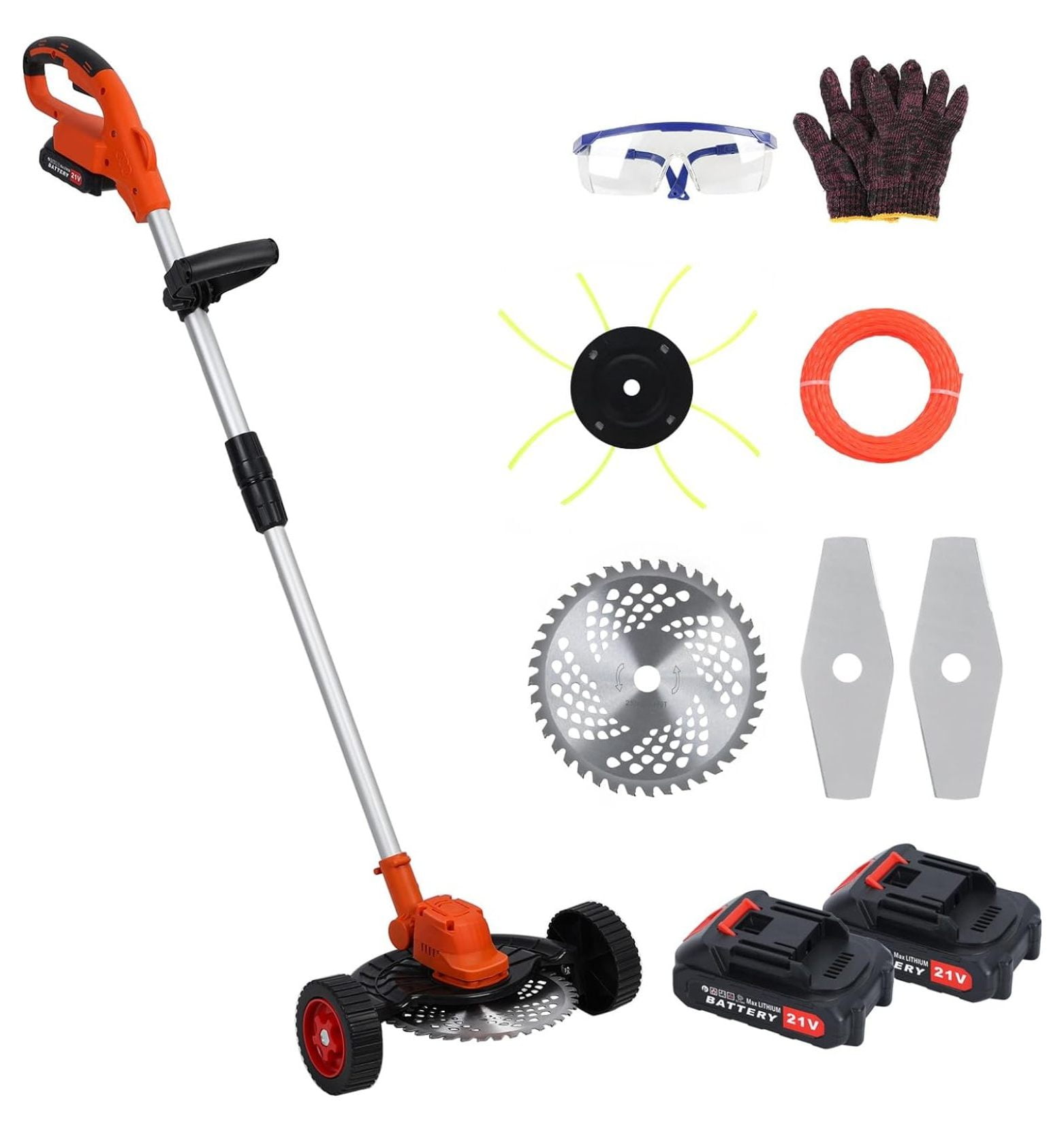 Electric Weed Eater, 10 Inch Cordless Weed Mower String Trimmer with 2