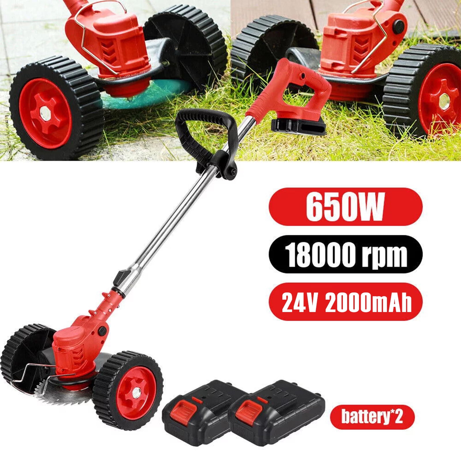Electric Weed Eater, Grass Trimmer Cordless Electric W/2 Batteries