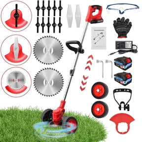 Electric Weed-Eater Wacker, Grass Trimmer Weed Lawn Edger Eater, 24V 650W Cordless Grass String Trimmer Cutter, Weed Wacker with 2 Battery