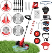 Electric Weed-Eater Wacker, Grass Trimmer Weed Lawn Edger Eater, 24V 650W Cordless Grass String Trimmer Cutter, Weed Wacker with 2 Battery