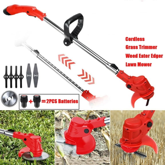 Electric Weed Lawn Edger Eater Cordless Grass String Trimmer Cutter w/ 2 Battery