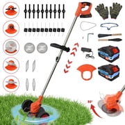 Electric Weed Trimmer 24V-2 2000mAh Cordless Design- Low Noise Weed Wacker for Lawns Garden & Patio Orange