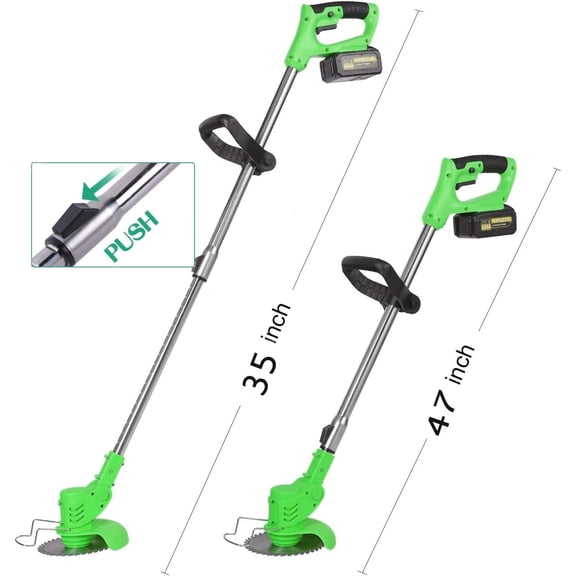 Electric Weed Wacker 21V Cordless String Trimmer with 4 Blade Types & 2 Batteries for Garden Yard Weeding