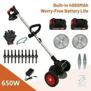 Electric Weed Wacker Battery Powered 24V 4.0Ah, Cordless Grass Trimmer Battery Operated Stringless Brush Cutter, Lightweight Weed Trimmer/Lawn Edger/Weed Cutting Machine with 3 Types Blades