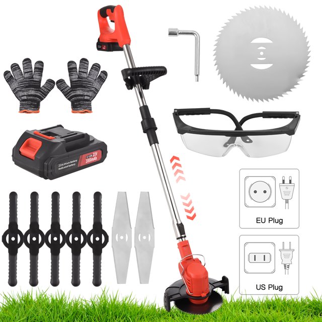 Electric Weed Wacker, Cordless String Trimmer, 2Pcs 24V Batteries, 3