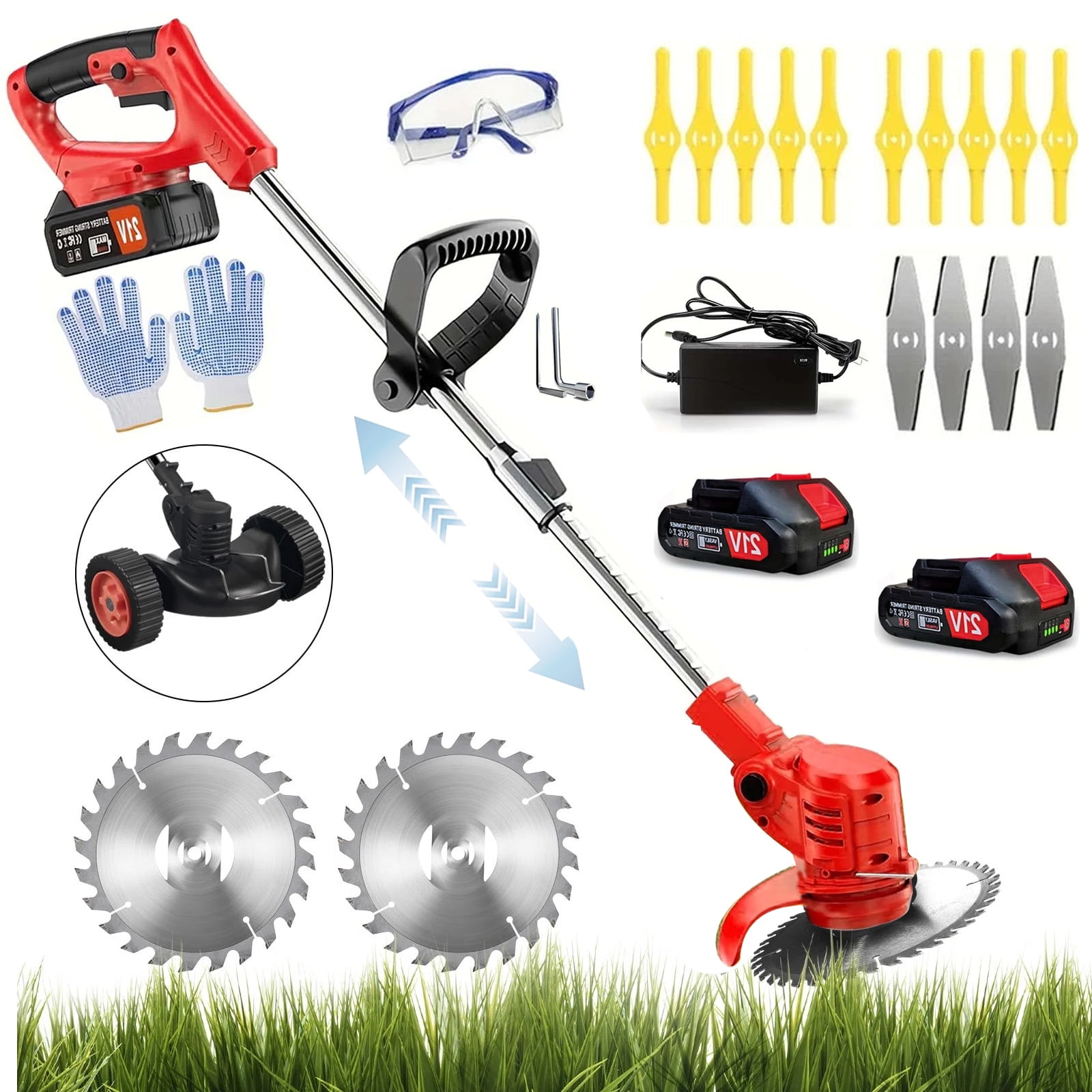 Electric Weed Wacker Cordless with Wheels, 6-inch Cordless String ...