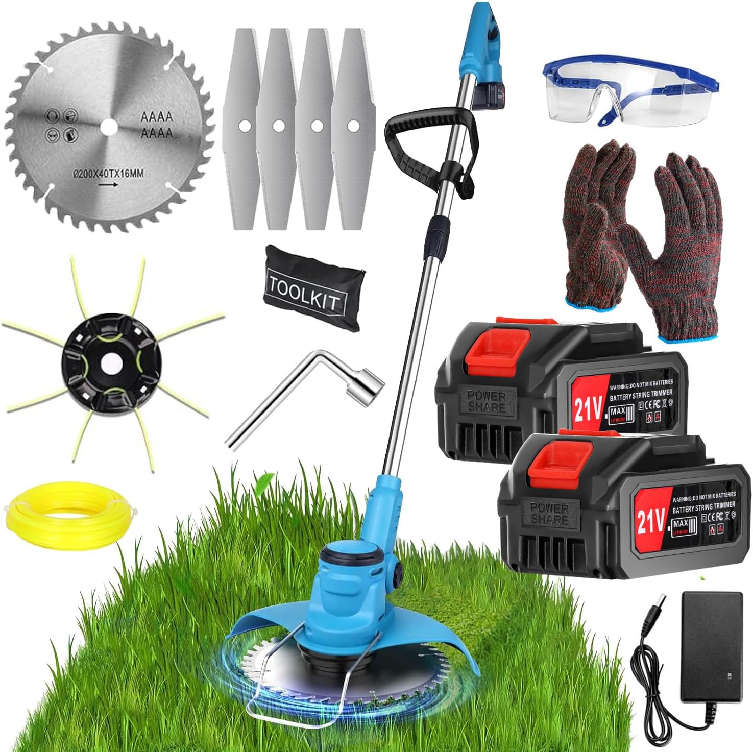 Electric Weed Wacker Eater Battery Powered 21V Brushless, Cordless