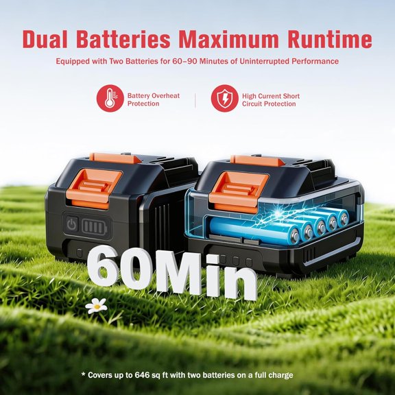 Electric Weed Wacker String Trimmer:2 x 4.0Ah Batteries Cordless Weed Eater 21V Battery Powered with 12" Cutting Width, Eco Friendly Grass Cutter Edger Lawn Tool with Fast Charger$$Garden & Patio