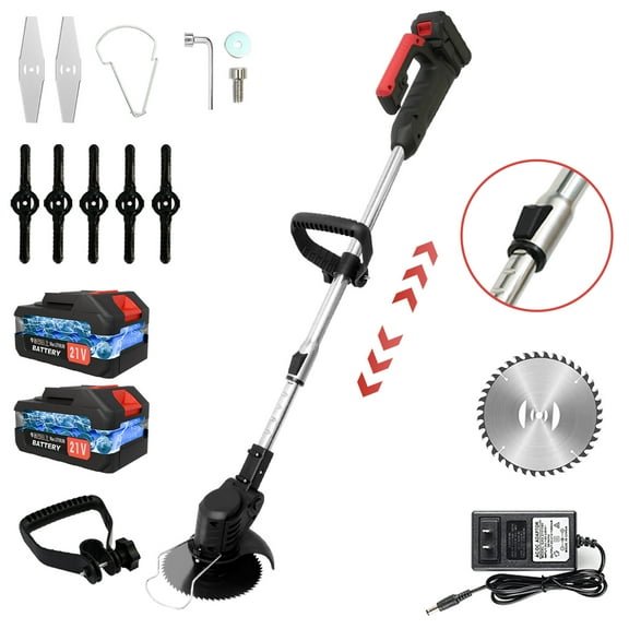 Cordless Weed Wacker, 4.0 Ah String Trimmer W/8-inch Saw Blade, 800W Weed Eaters for Garden, 2 Batteries & Charger Included, Black