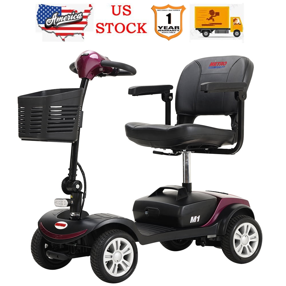 Electric Wheel Chair for Senior, 4 Wheel Mobility Scooter with Detachable Basket and Control