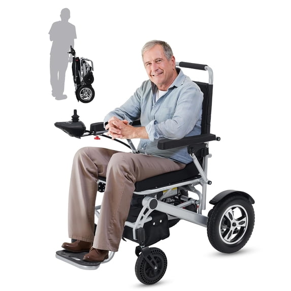 Electric Wheelchair for Adults, 30 Miles Long Travel Range with 2 PCs 12Ah 24V Battery,Ultra Lightweight & Foldable, 330 LB Large Capacity, All Terrain Electric Mobility Chair & Airline Approved