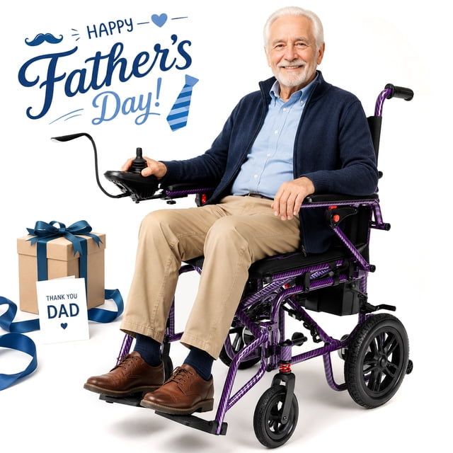 Electric Wheelchair for Adults,20+ Miles,360°Joystick,Gift for Dad on Father's Day(Purple)
