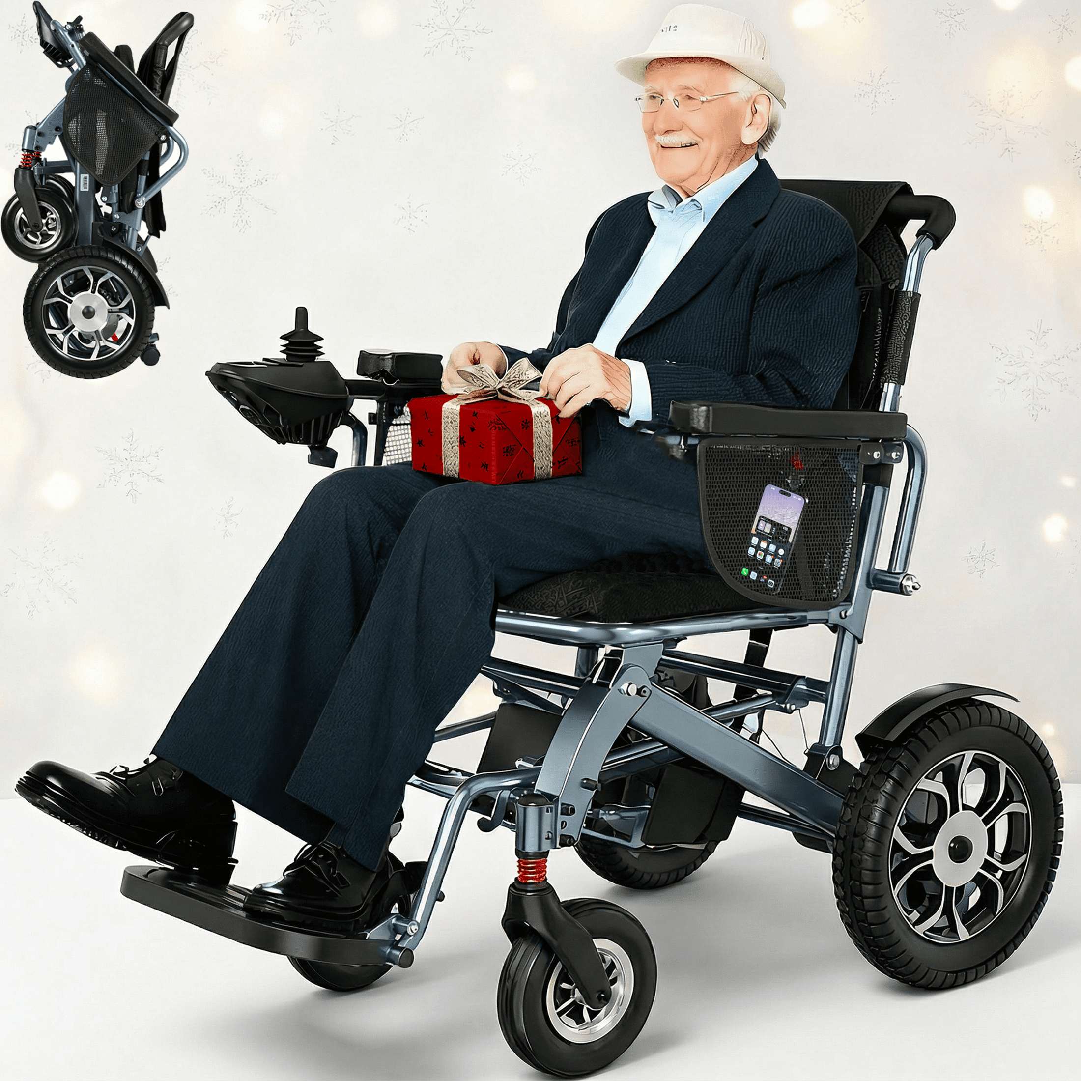 SACVON Lightweight Electric Wheelchair for Adults,Aluminum 59 Lbs All Terrain Motorized Wheelchair,22 Miles Long Travel Range,3 Storage Bags,Free Lifetime Support