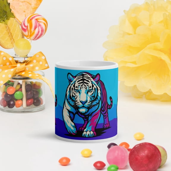 Electric White Tiger  Bold 11oz Ceramic Mug
