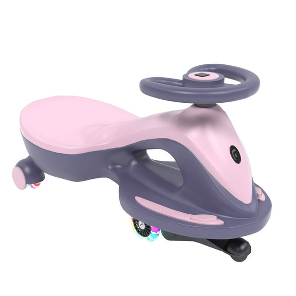 Electric Wiggle Car with Pedal, Rechargeable Battery,2 in 1 Swing Car, 2 Speed, Anti-Rollover, Flashing Wheels, for Ages 3 and Up (Pink)