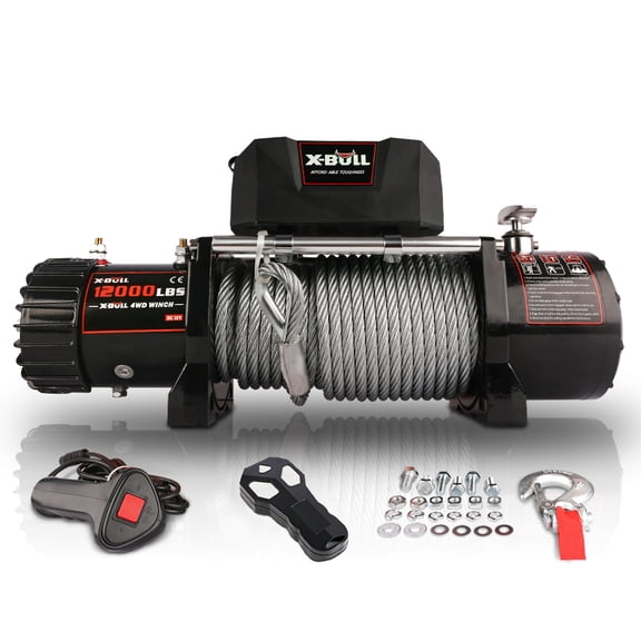 Electric Winch 12000LBS 12V Winch Steel Cable Truck Trailer Towing Jeep Off Road 4X4