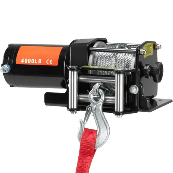 Electric Winch, 4000 lb Line Pull Capacity, 12V DC ATV/UTV Winch with 3/16 in x 39 ft 7 Strands Steel Cable Roller Fairlead Wireless & Wired Remote Control, IP55 Waterproof for Towing UTV ATV