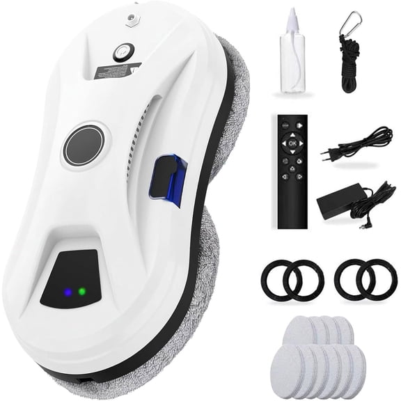 Electric Window Cleaner Robot 5600Pa, Smart Sprinkler, 3 Cleaning Modes, Remote Control, Safety System For High-Rise Windows, Fast 4Mins/ Cleaning