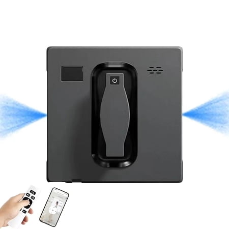 Electric Window Cleaner Robot Gray With Smart Remote & APP Control, Dual Water Sprayer High Suction Glass Window Washer for Home With 6x Glass Cleaning Mops