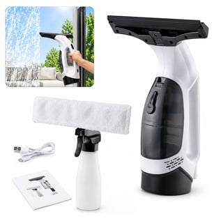 Naeqieo Window Vacuum Squeegee Cordless, 2000Pa Electric Window Cleaner Tool with 2200mAh & 150ml Water Collection Tank, 300ml Spray Bottle, for Glass Doors, Tiles, Mirrors, Car