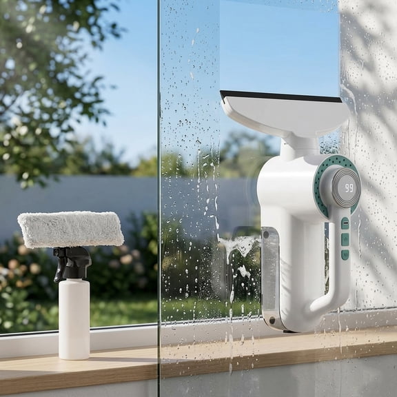 Electric Window Vacuum Squeegee, 3000mAh & 1500Pa Cordless Window Cleaner Tool with 150ml Water Collection Tank, Shower Squeegee Cleaning Kit for Glass Doors, Tiles, Mirrors, Car