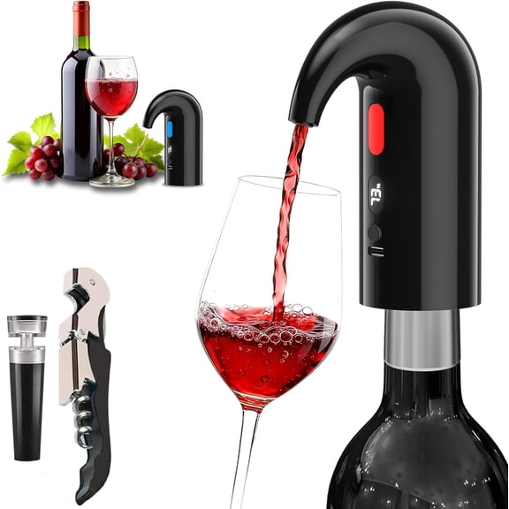 Electric Wine Aerator & Decanter Pump  Perfect Mothers Day Gift: Quiet Dual-Pump Aeration, Measured Pouring, Temp Display & USB Rechargeable System  Professional Wine Tool for Home Bars (Black)