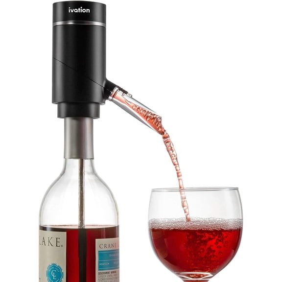 Electric Wine Aerator and Dispenser | Rechargeable Automatic Wine Pourer with Touch Button Control, Precision Spout, On/Off Aeration, Extension Tube and Micro USB Cable | Just Press to Pour!