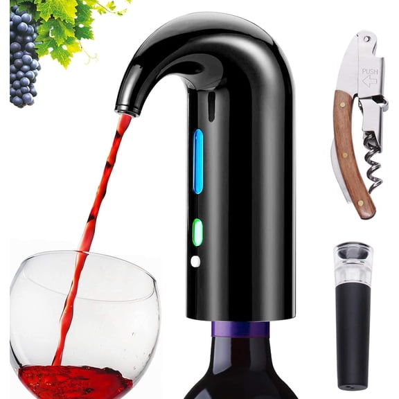 Electric Wine Aerator Pourer - Portable One-Touch Decanter and Dispenser Pump for Red and White Wine, Multi-Smart Automatic Oxidizer With USB Rechargeable Spout