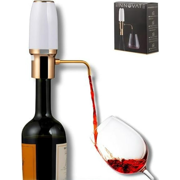 Electric Wine Aerator, Modern Wine Aerator, Electric Wine Dispenser, Gold and White Wine Pourer, Wine Pump, Automatic Wine Pourer, Wine Dispenser, Rechargeable with USB Cable