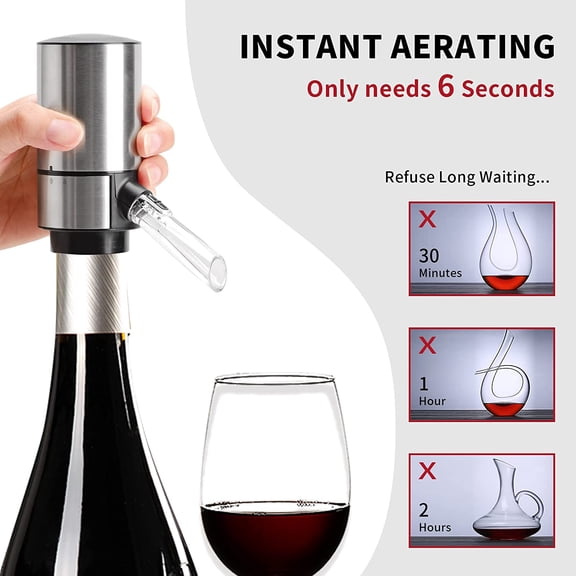 Electric Wine Aerator Pourer Automatic Wine Dispenser Pump, Electric Wine Opener Battery Operated Automatic Wine Bottle Opener with Wine Stopper & Foil Cutter for Wine Bottles