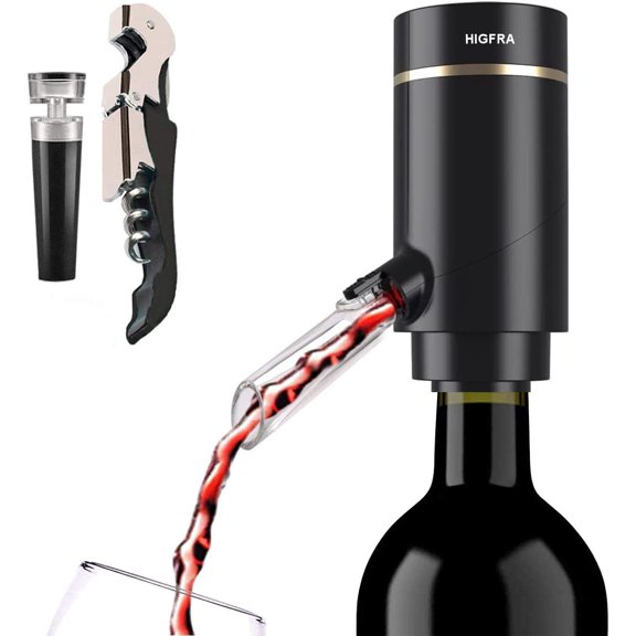 Electric Wine Aerator, Wine Dispenser Pump, Automatic Wine Pourer, Instant Wine Decanter, One-Touch Wine Oxidizer with Retractable Tube, Portable and USB Rechargeable, Matte Black
