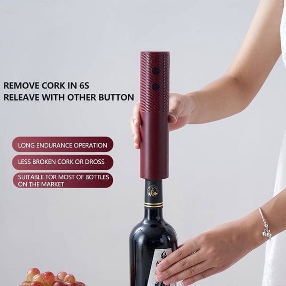 Electric Wine Bottle Cork Opener Automatic One Touch Operation, Low Voltage Instant Cork Removal, Portable Manual Free Opener for, Parties, Bars, Camping , Ideal Gift for Wine Lovers, Waiters,Chefs
