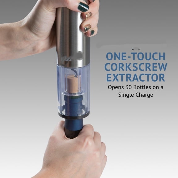 Electric Wine Gift Set Includes Bottle Opener, Aerator, Vacuum Preserver, Stoppers, Foil Cutter & Charging Base
